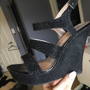 All Black Crystal Wedges